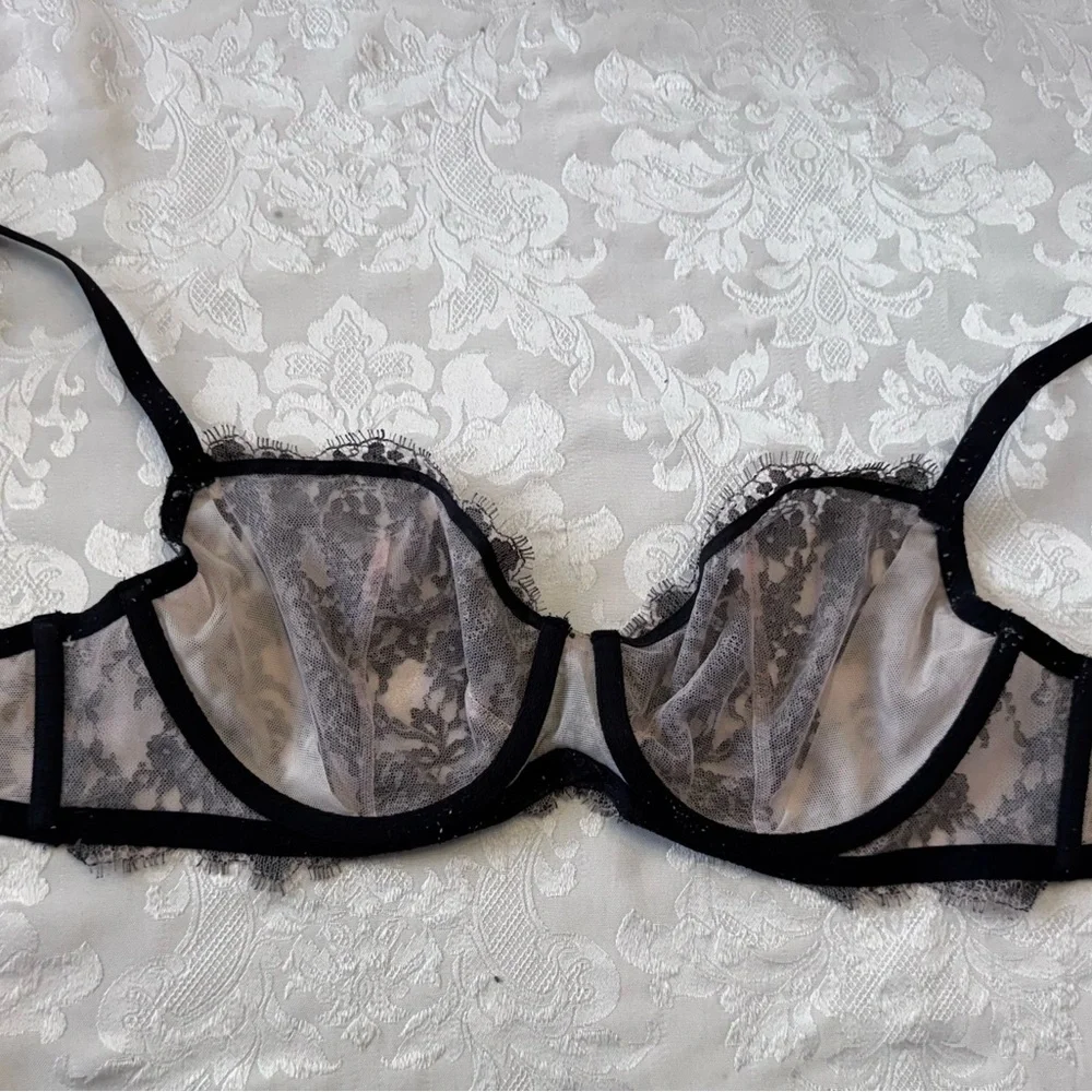 Victoria’s Secret Bra 32DD Very Sexy Unlined Demi‎ Lace Sheer Underwire Lingerie